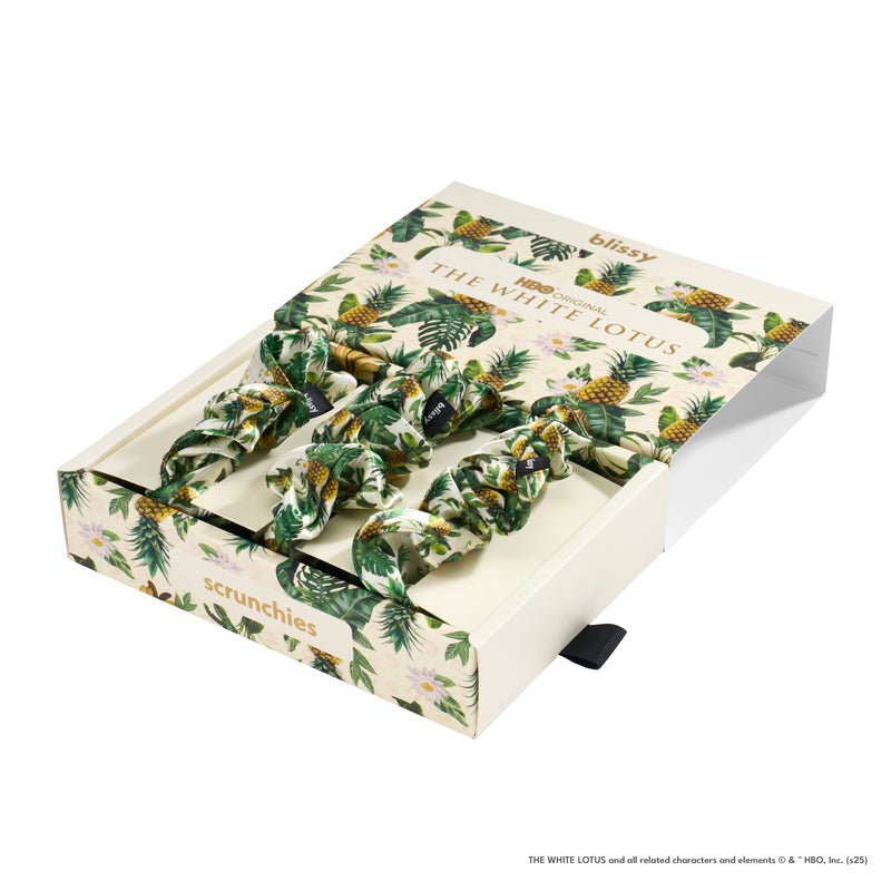Blissy Scrunchies - White Lotus - Pineapple