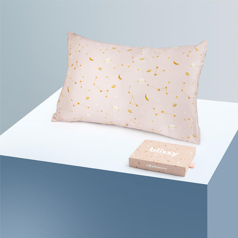 Pillowcase - Pink Galaxy - Queen - Blissy Queen Pink Galaxy Pillowcase – 22 Momme Mulberry Silk, 100% Silk