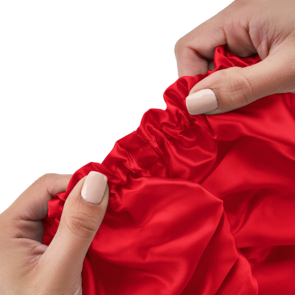 Blissy Red Silk Blissy Bonnet Detail –