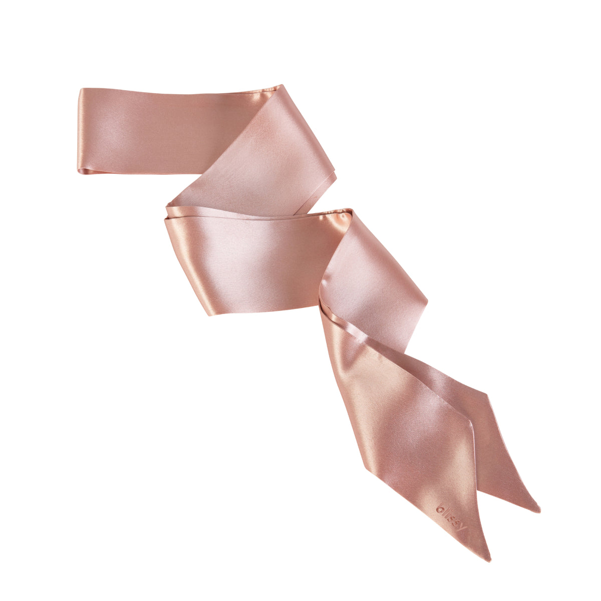 Rose Gold Blissy Hair Ribbon Close-Up – Blissy 22 Momme Silk