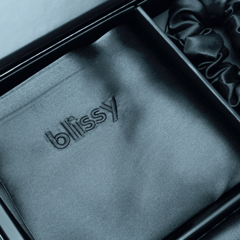 Blissy Ash Blue Silk Blissy Dream Set Detail – King