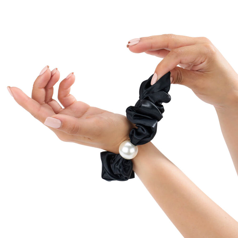 Blissy Pearl Scrunchies - Black