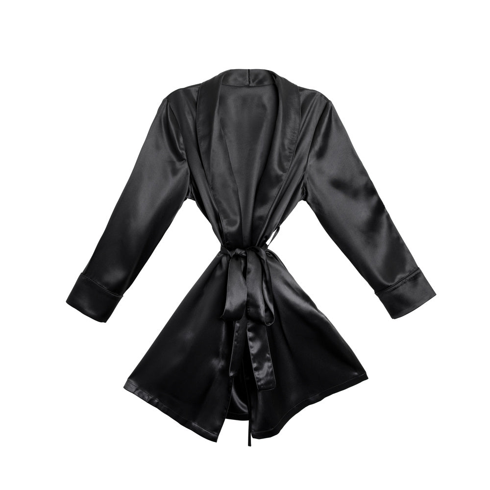 Blissy Signature Silk Robe - Black