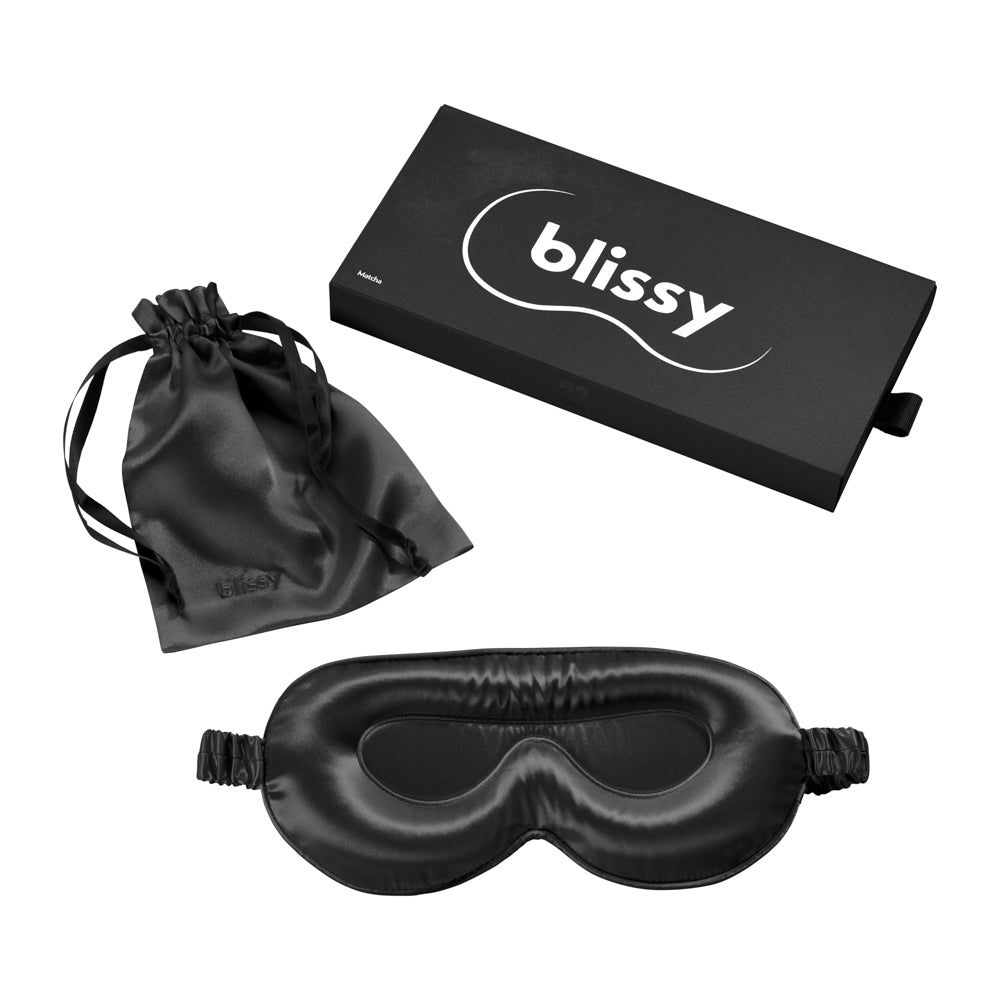 Blissy Black Sleep Mask – 22 Momme Mulberry Silk, 100% Silk