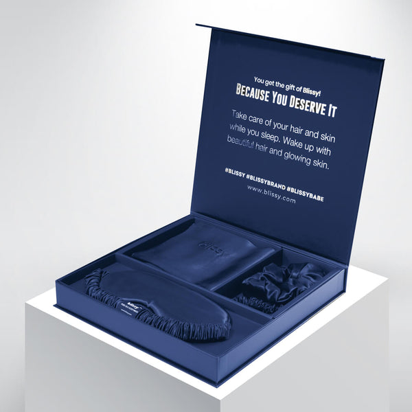 Blissy Queen Blue Blissy Dream Set – 22 Momme Mulberry Silk, 100% Silk