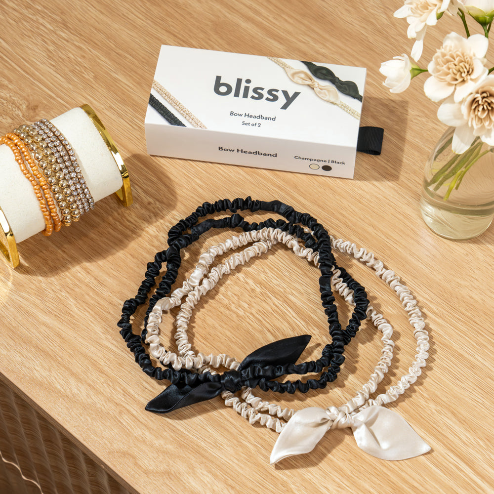 Blissy Bow Headband - Champagne, Black