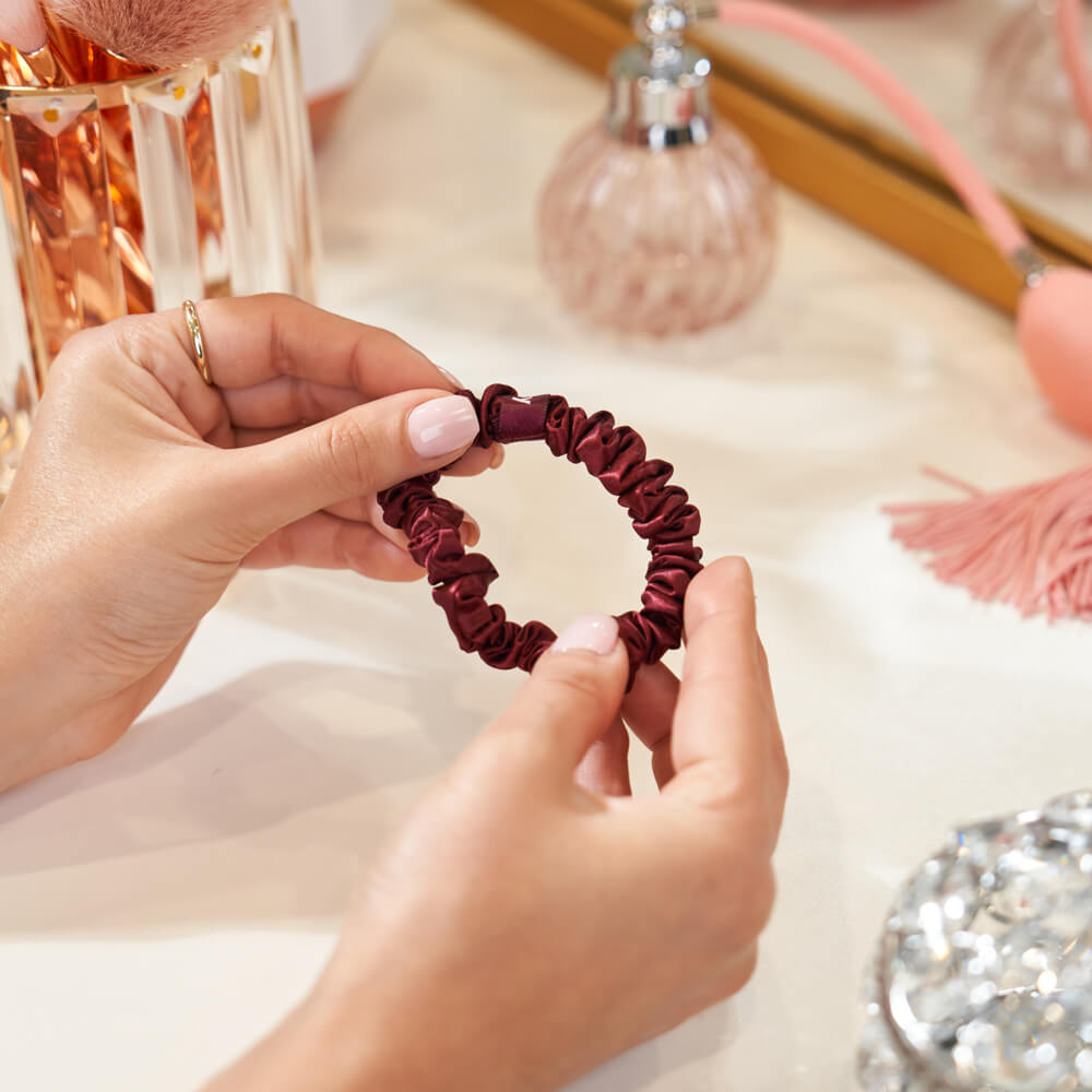 Burgundy Blissy Skinny Scrunchies – Blissy Premium Silk