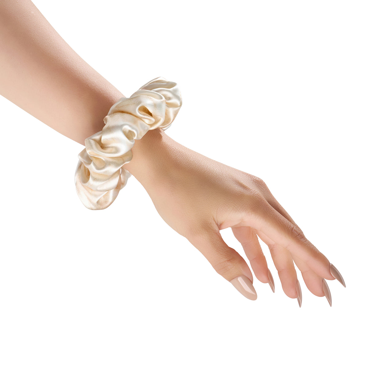 Blissy Champagne Marble Silk Blissy Scrunchies Detail –