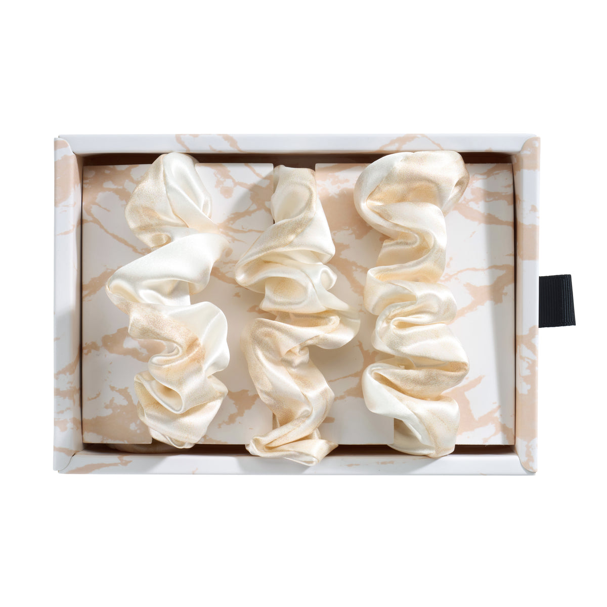 Blissy Champagne Marble Blissy Scrunchies Lifestyle – Mulberry Silk