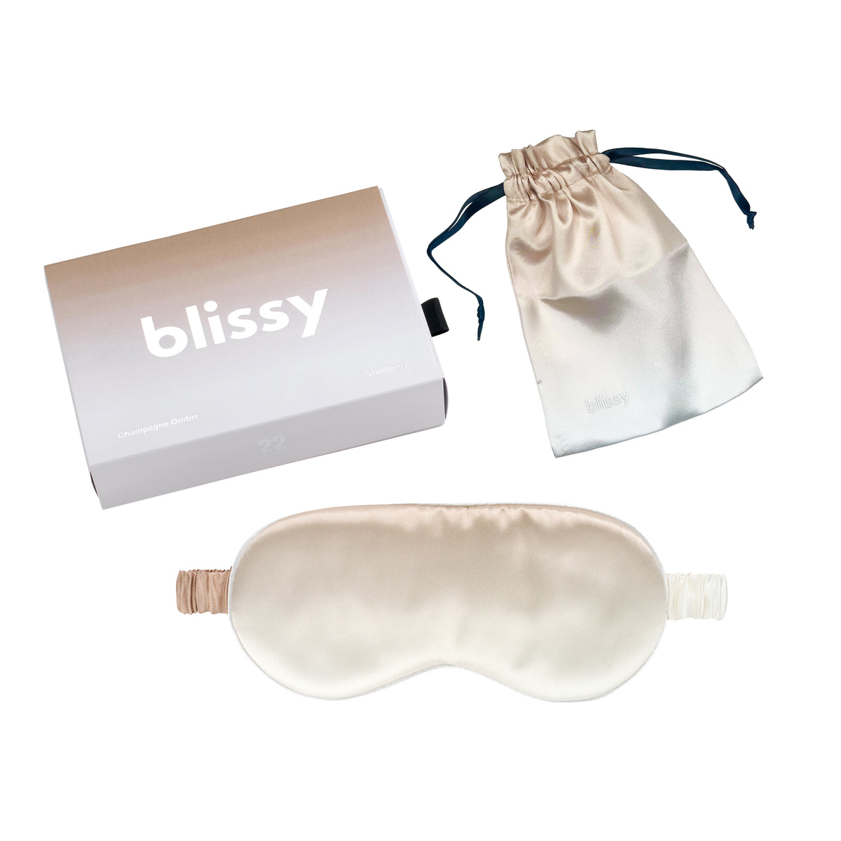 Blissy Champagne Ombre Sleep Mask – 22 Momme Mulberry Silk, 100% Silk