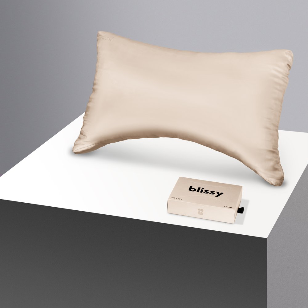 Blissy Queen Champagne Crescent Pillowcase – 22 Momme Mulberry Silk, 100% Silk