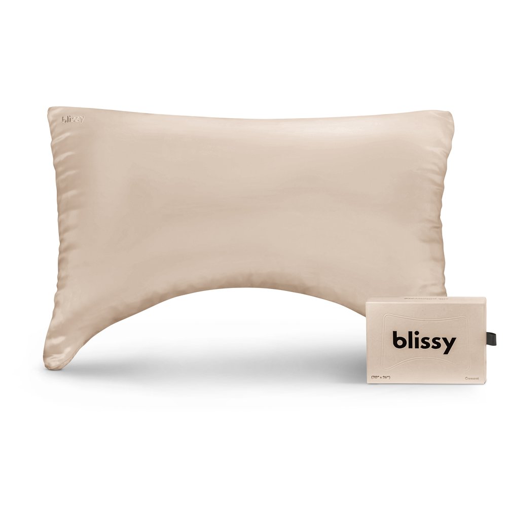 Blissy Champagne Silk Crescent Pillowcase Detail – Queen