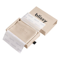 Blissy Queen Champagne Crescent Pillowcase Lifestyle – Mulberry Silk