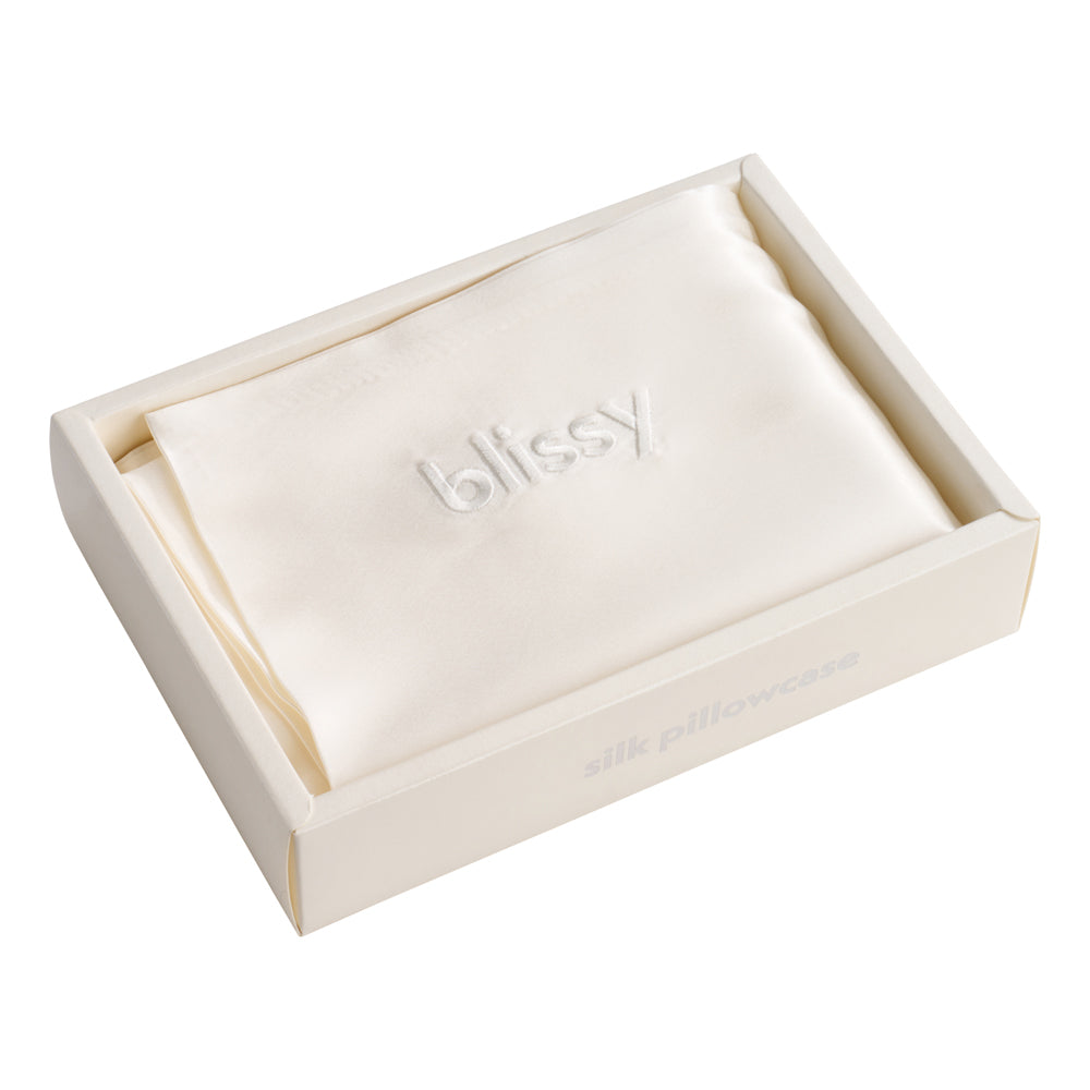 White Crescent Pillowcase Close-Up – Blissy 22 Momme Silk