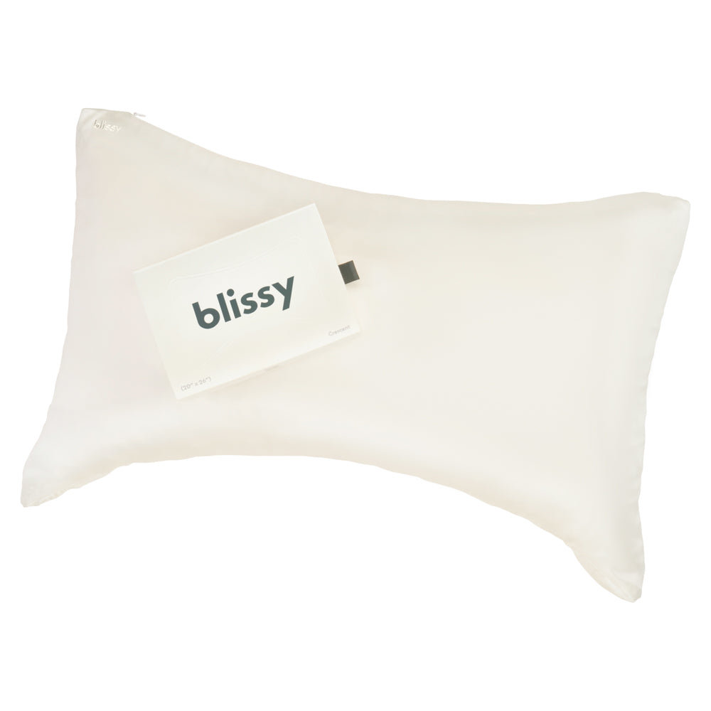 Blissy White Silk Crescent Pillowcase Detail – Queen