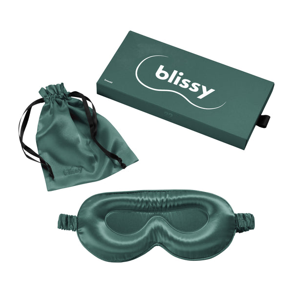 Blissy Emerald Sleep Mask – 22 Momme Mulberry Silk, 100% Silk