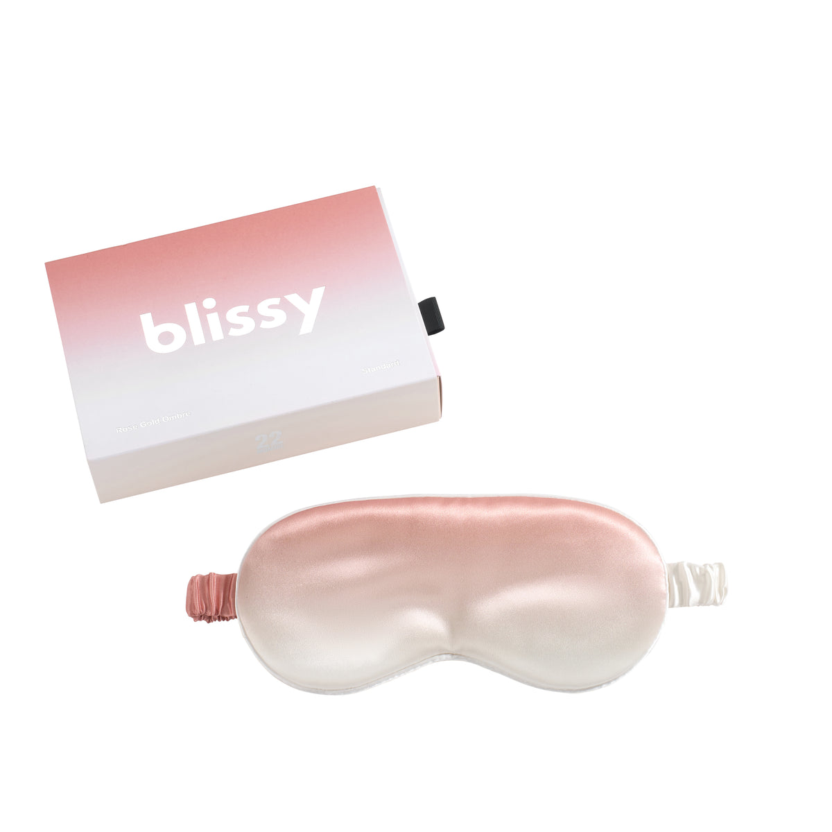 Blissy Rose Gold Ombre Silk Sleep Mask Detail –
