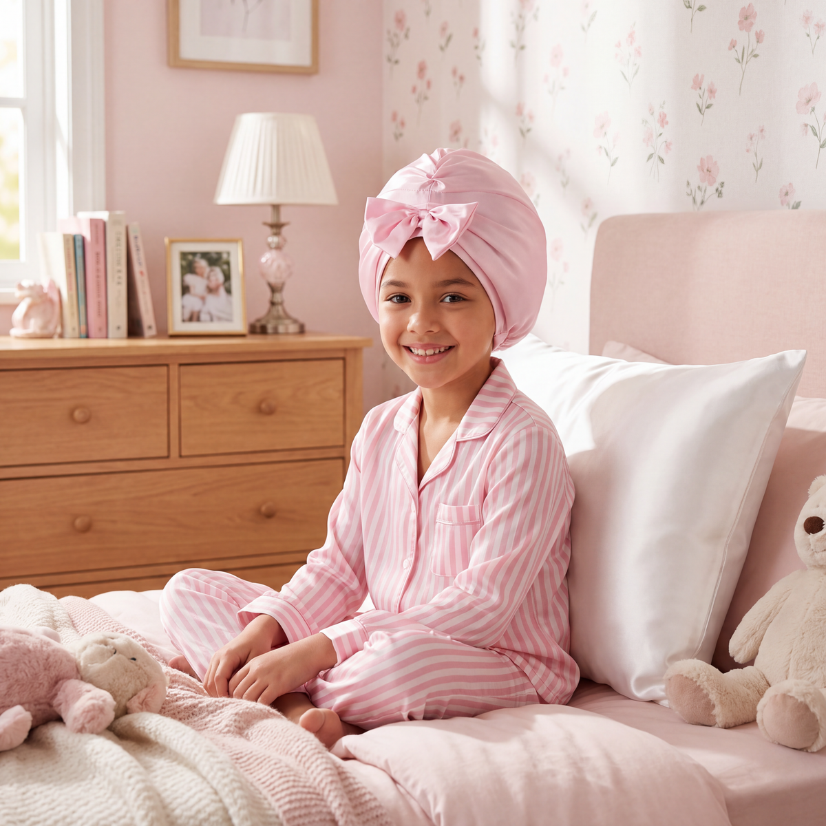 Blissy Junior Bow Bonnet - Blush