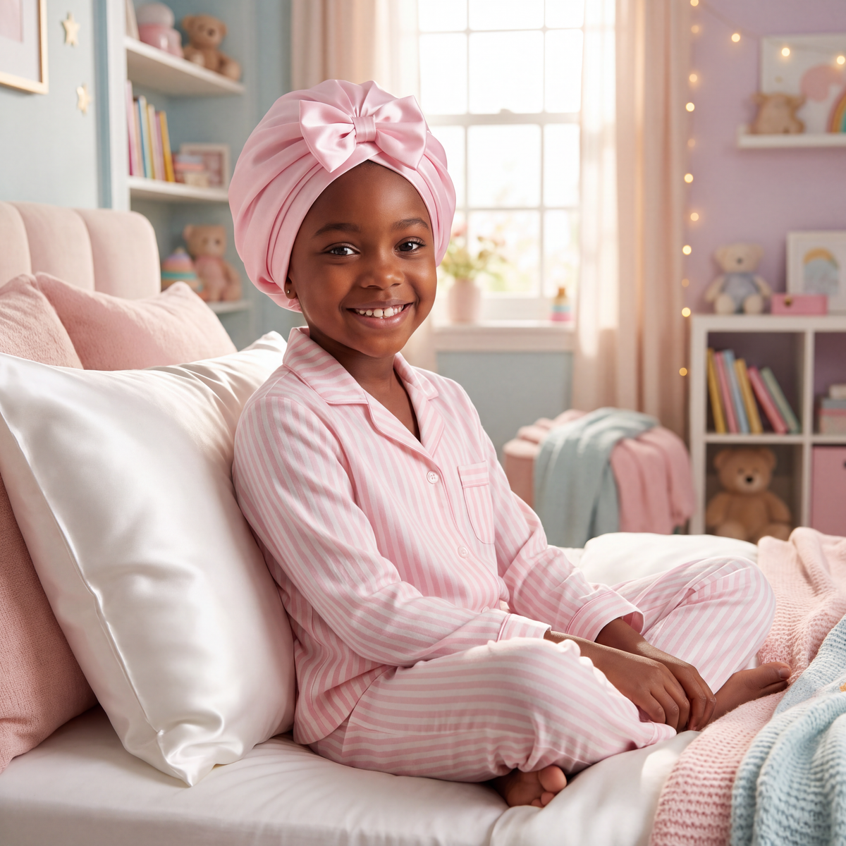 Blissy Junior Bow Bonnet - Blush