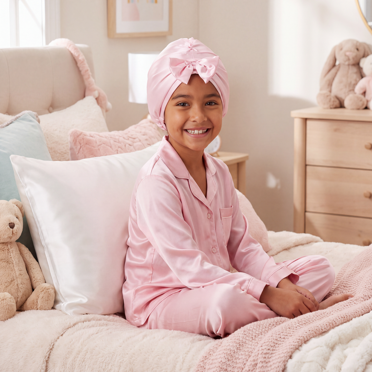 Blissy Junior Bow Bonnet - Blush