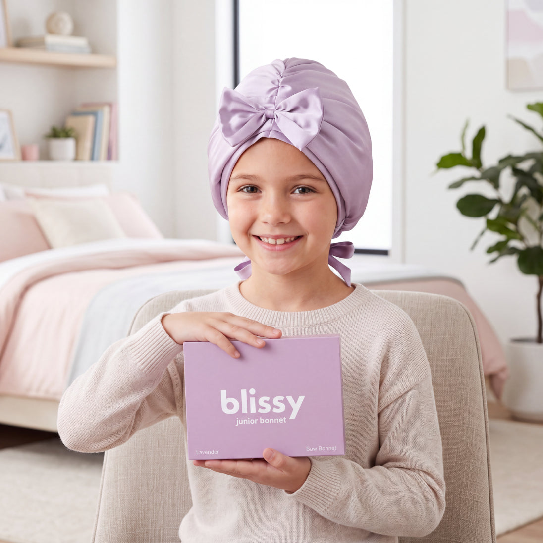 Blissy Junior Bow Bonnet - Lavender