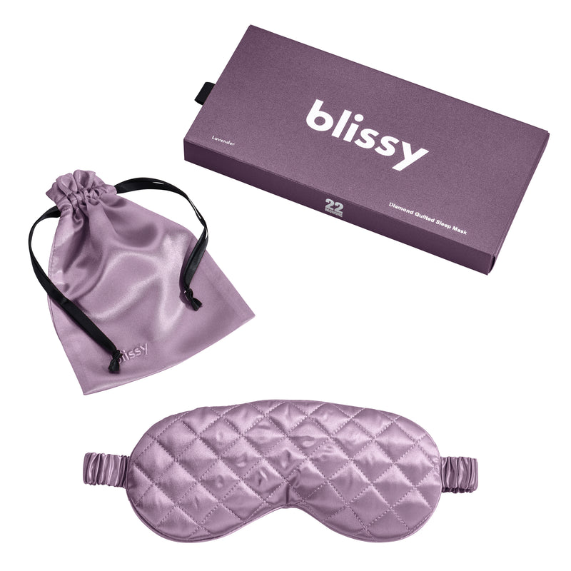 Sleep Mask - Lavender - Diamond Quilted - Blissy Lavender Sleep Mask – 22 Momme Mulberry Silk, 100% Silk