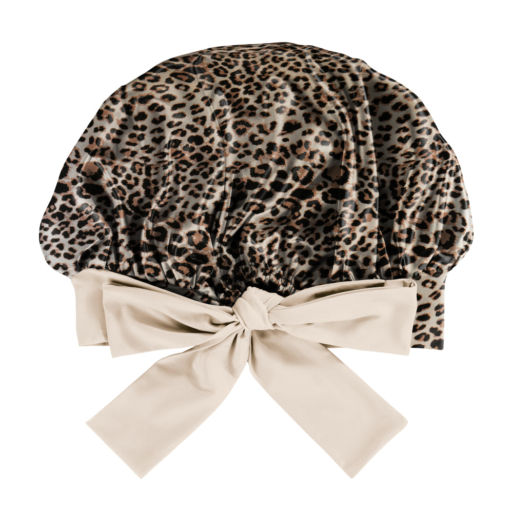 Blissy Mulberry Silk Blissy Bow Bonnet – Leopard