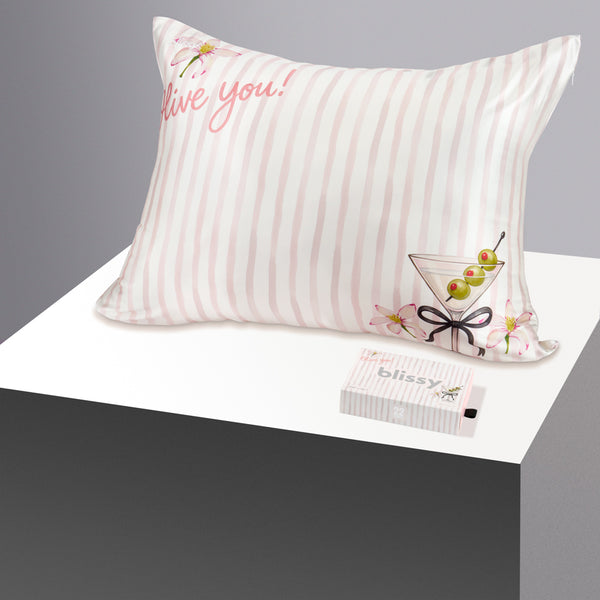 Blissy Standard Olive You Pillowcase – 22 Momme Mulberry Silk, 100% Silk