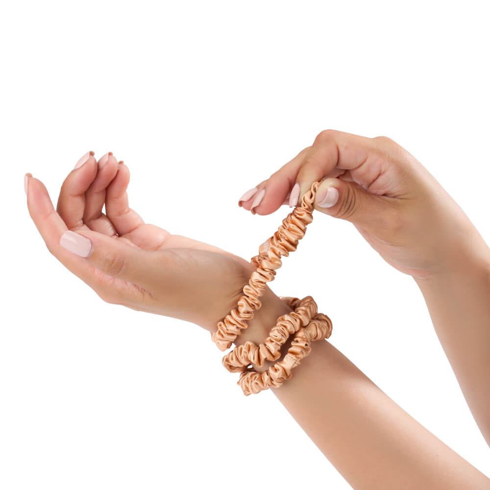 Blissy Peach Silk Blissy Skinny Scrunchies Detail –