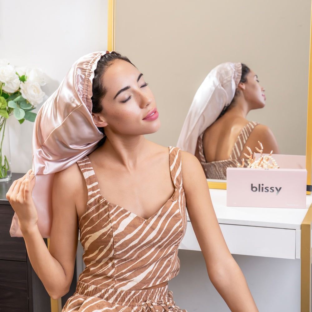 Pink Blissy Cascade Bonnet – Blissy Premium Silk