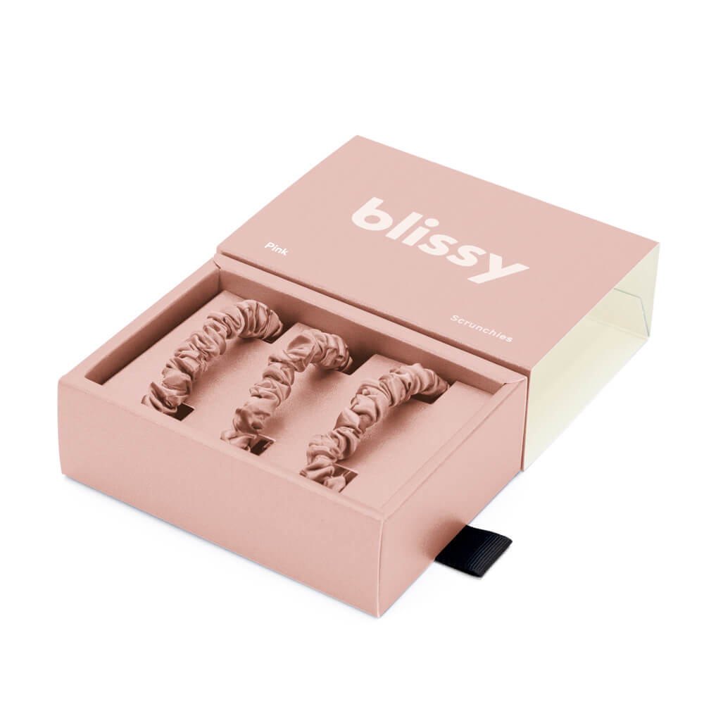 Blissy 100% Mulberry Silk Hair Ties Silk Blissy Silk Skinny Scrunchies (3-Pack) Detail –