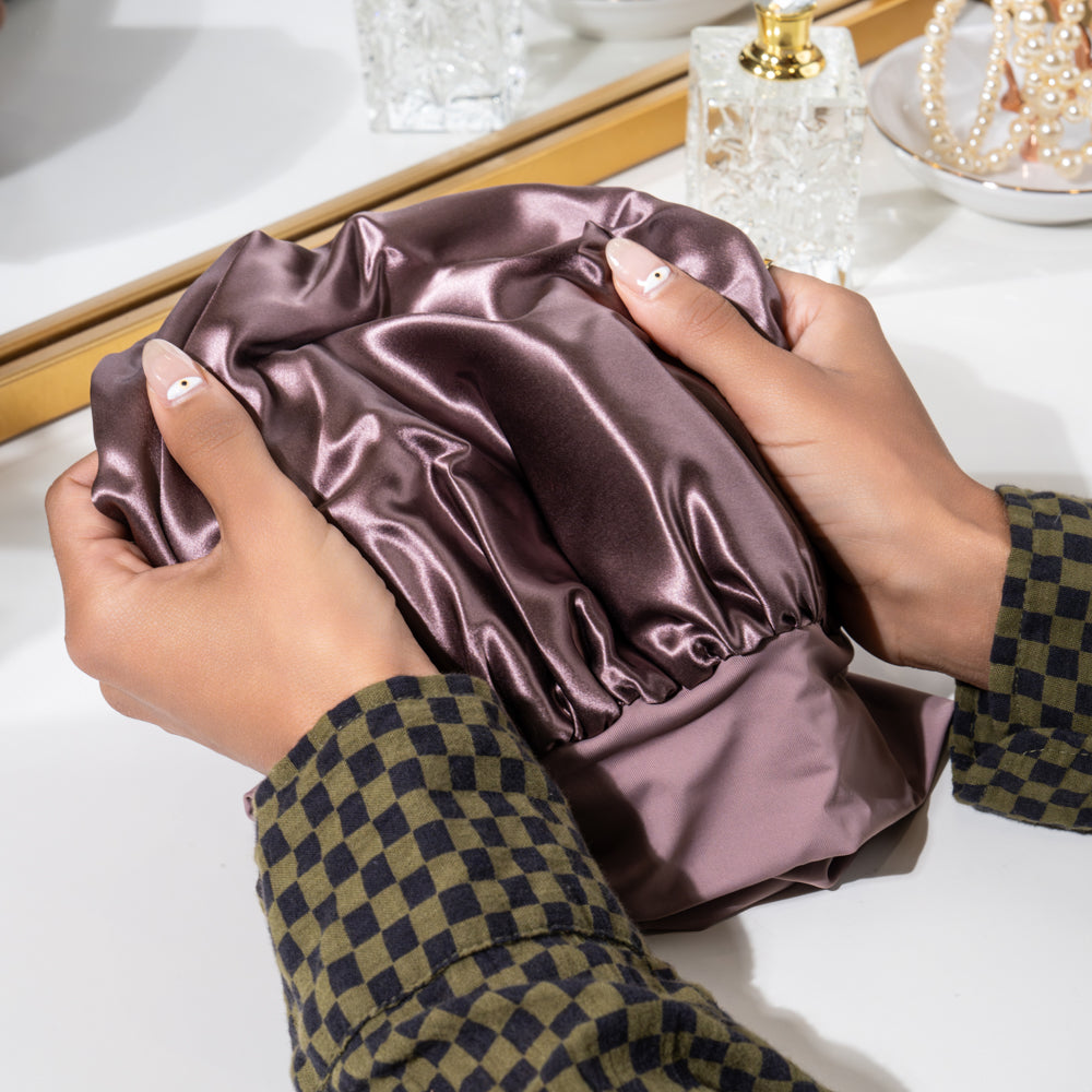 Blissy Plum Silk Blissy Halo Bonnet Detail –