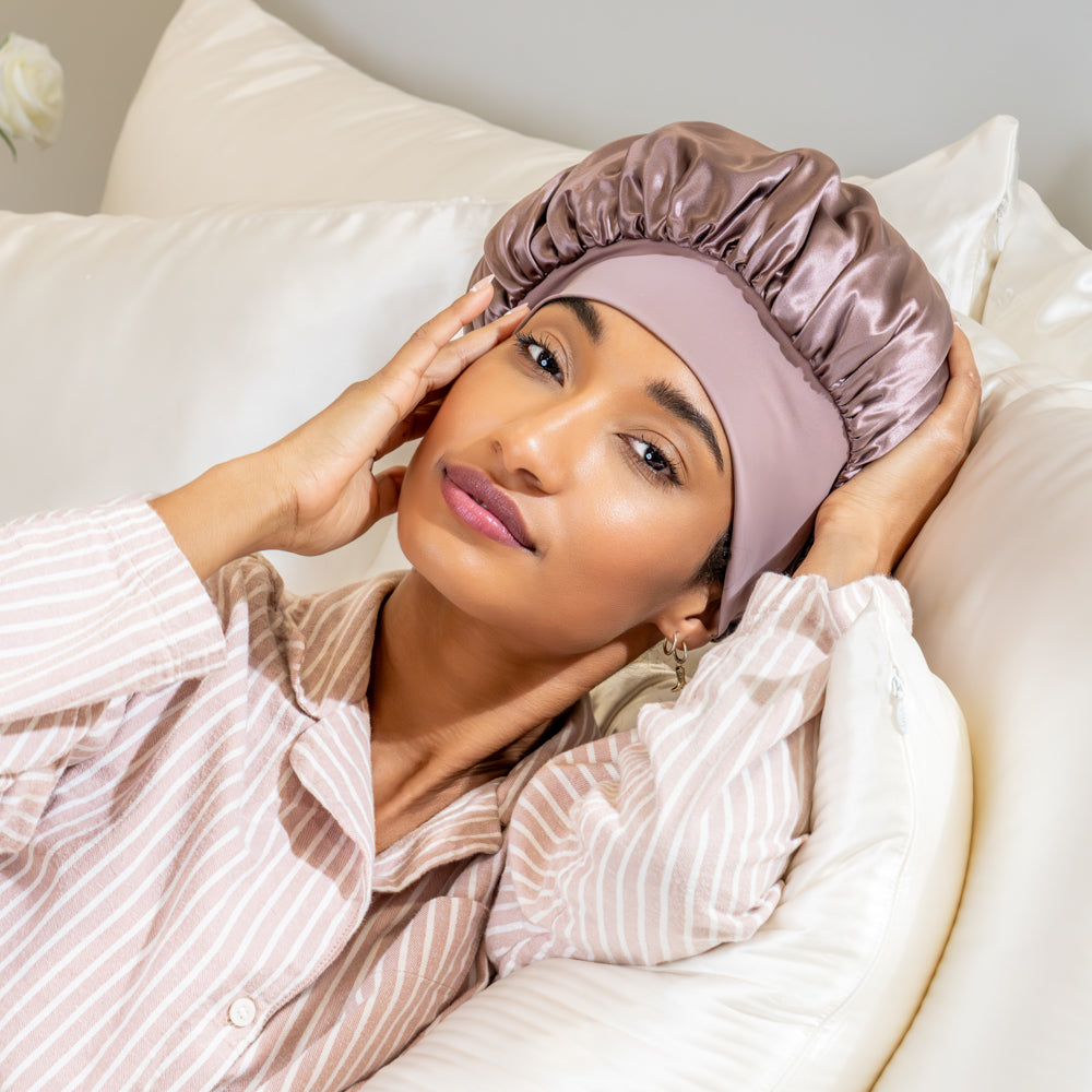 Blissy Plum Silk Blissy Halo Bonnet Detail –