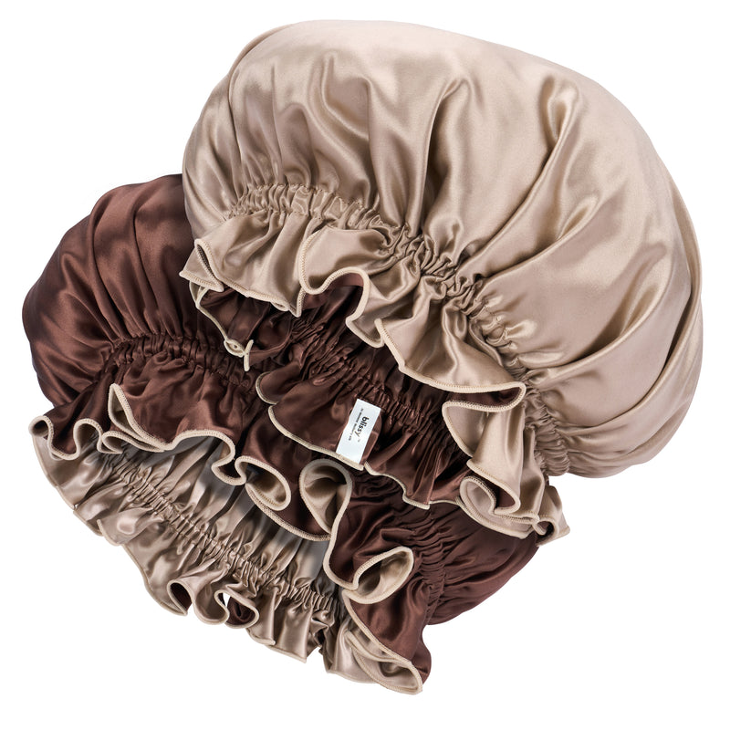 Blissy Ruffle Bonnet - Taupe/Chocolate