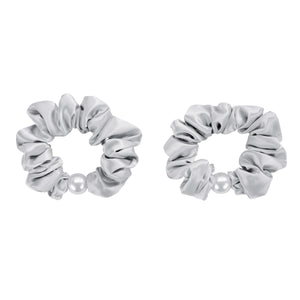 Blissy Pearl Scrunchies - Silver