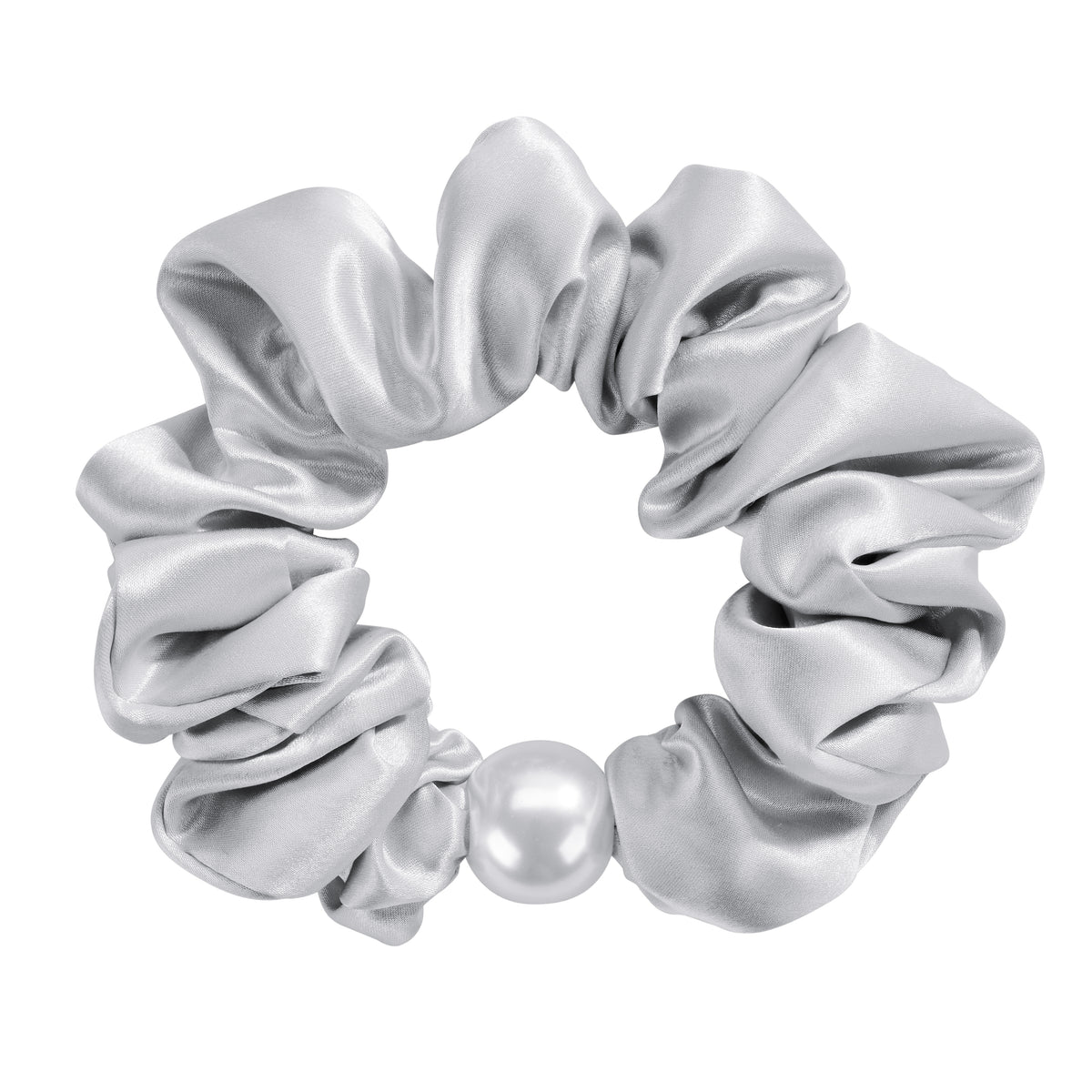 Blissy Mulberry Silk Blissy Pearl Scrunchies – Silver