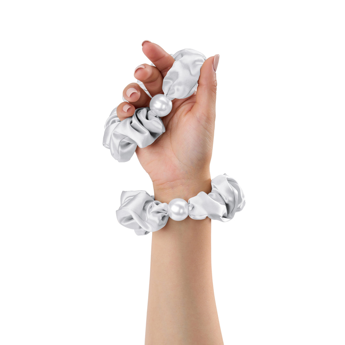 Silver Blissy Pearl Scrunchies – Blissy Premium Silk
