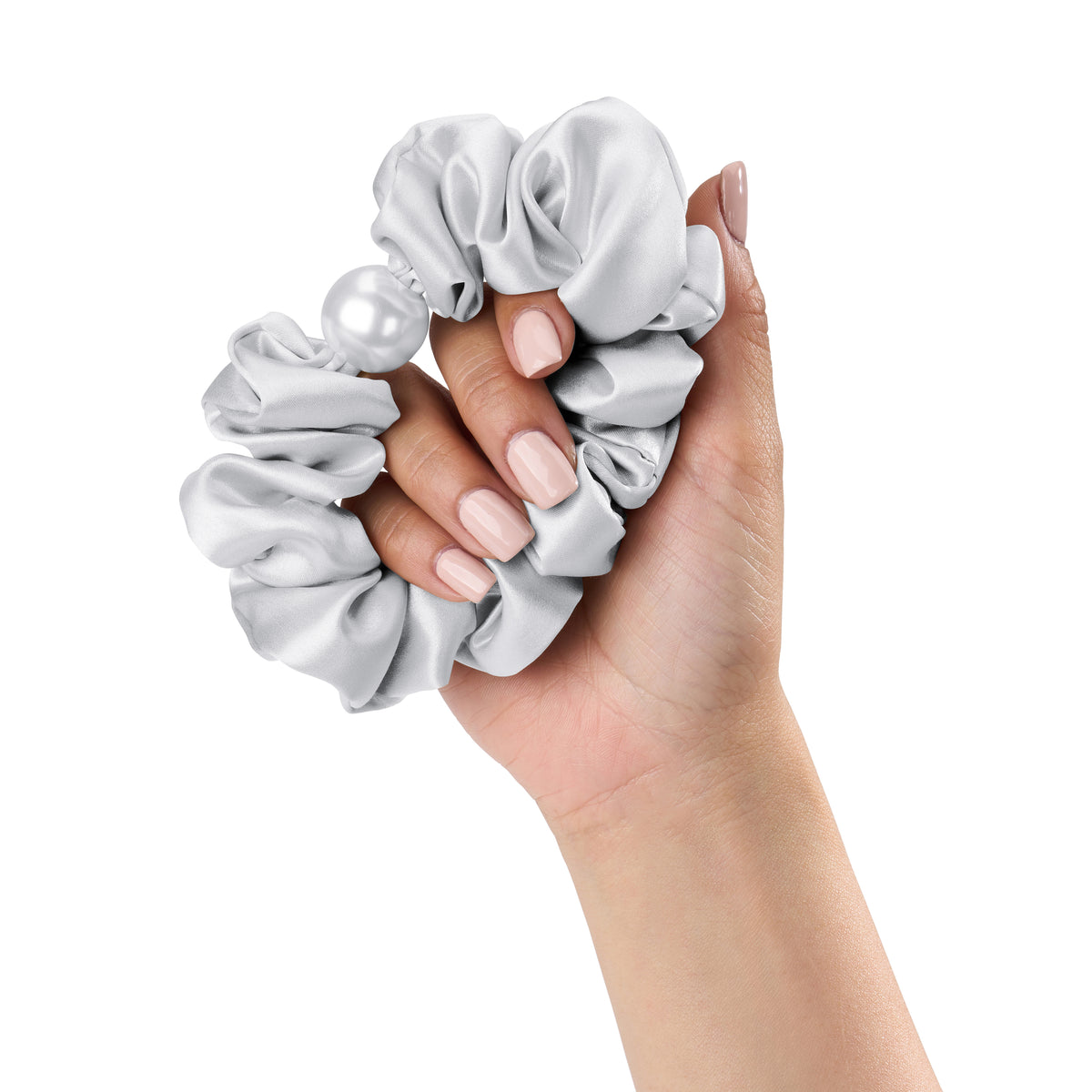 Blissy Silver Silk Blissy Pearl Scrunchies Detail –