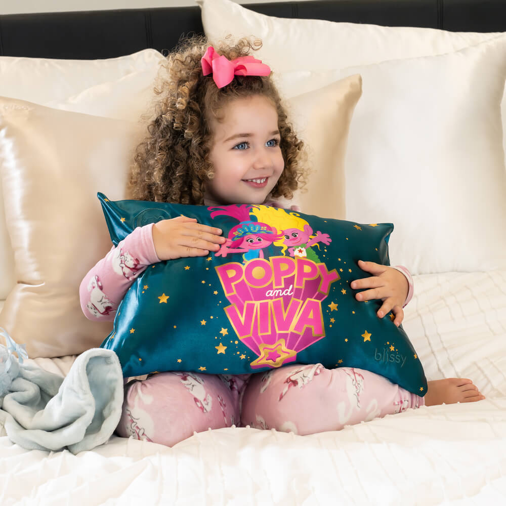 Blissy Standard Trolls Pillowcase Lifestyle – Mulberry Silk