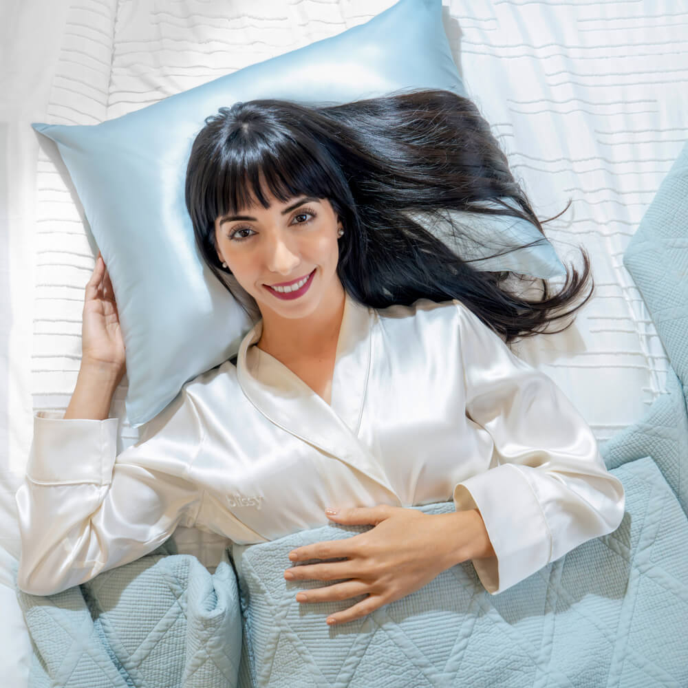 King Sky Blue Pillowcase – Blissy Premium Silk