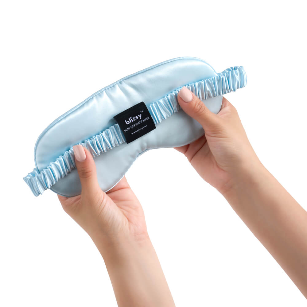 Sky Blue Sleep Mask – Blissy Premium Silk