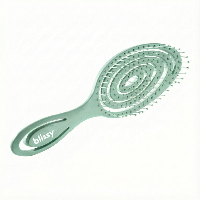 Teal Blissy Detangling Brush Close-Up – Blissy 22 Momme Silk