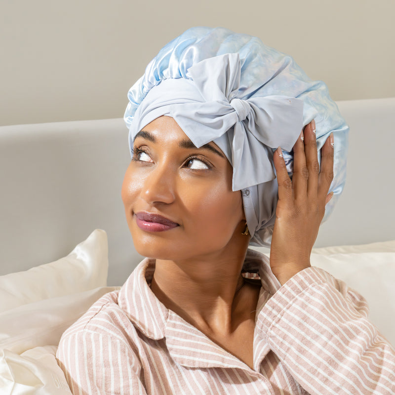 Blissy Bow Bonnet - Tie Dye - Blissy Mulberry Silk Blissy Bow Bonnet – Tie Dye