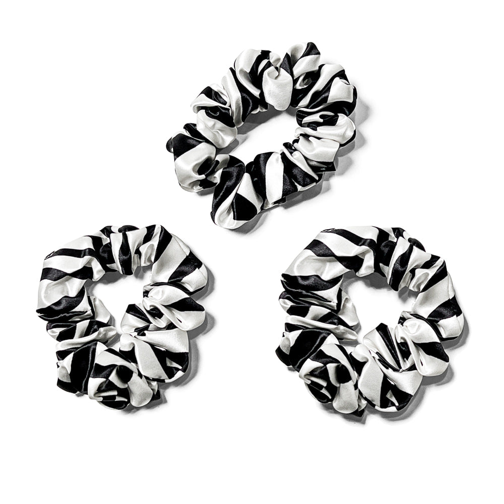 Zebra Blissy Scrunchies Close-Up – Blissy 22 Momme Silk