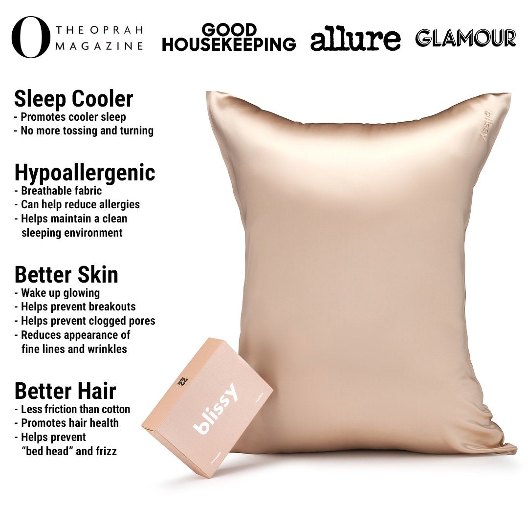 Champagne Mulberry Silk Pillowcase – Blissy Standard