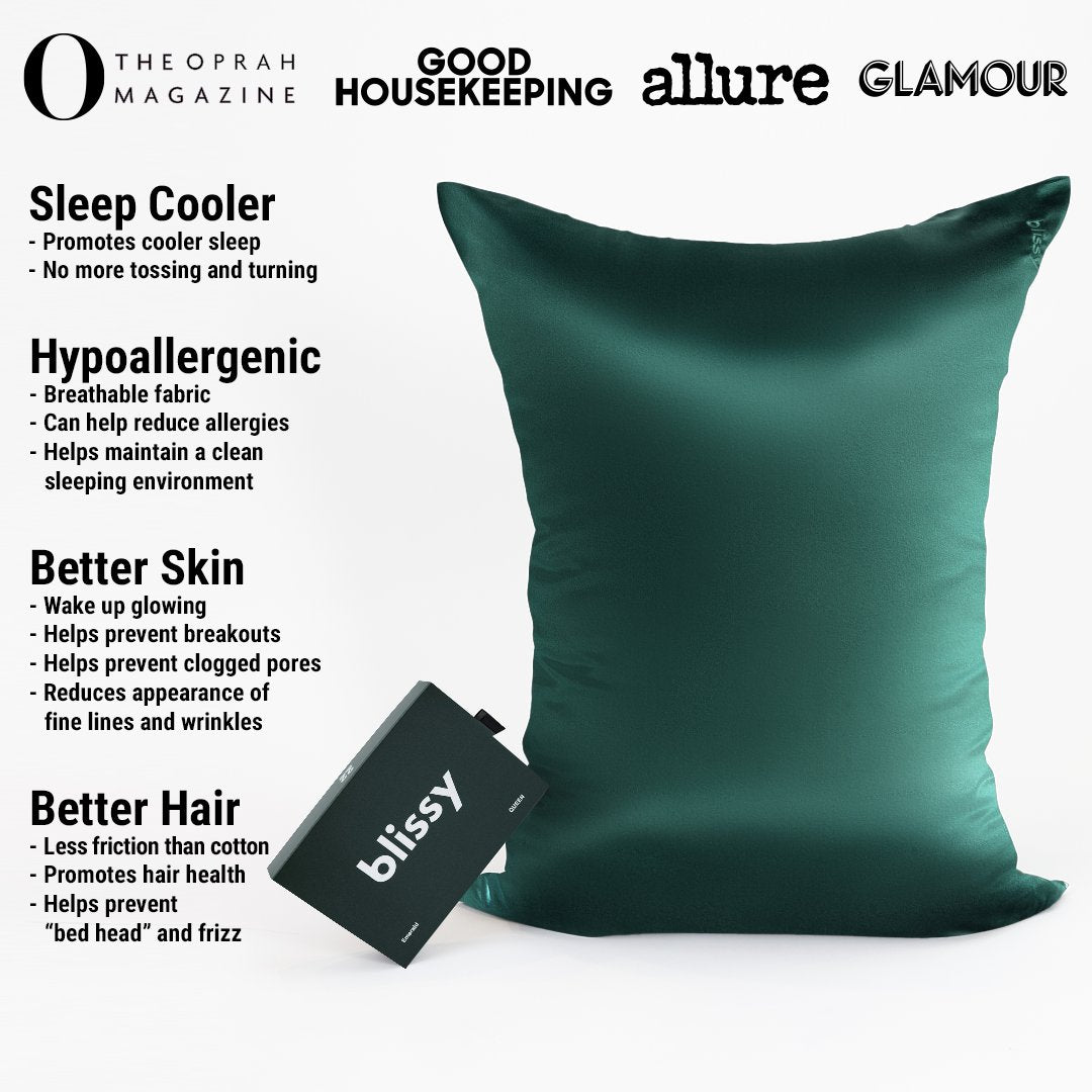 Emerald Mulberry Silk Pillowcase – Blissy Standard
