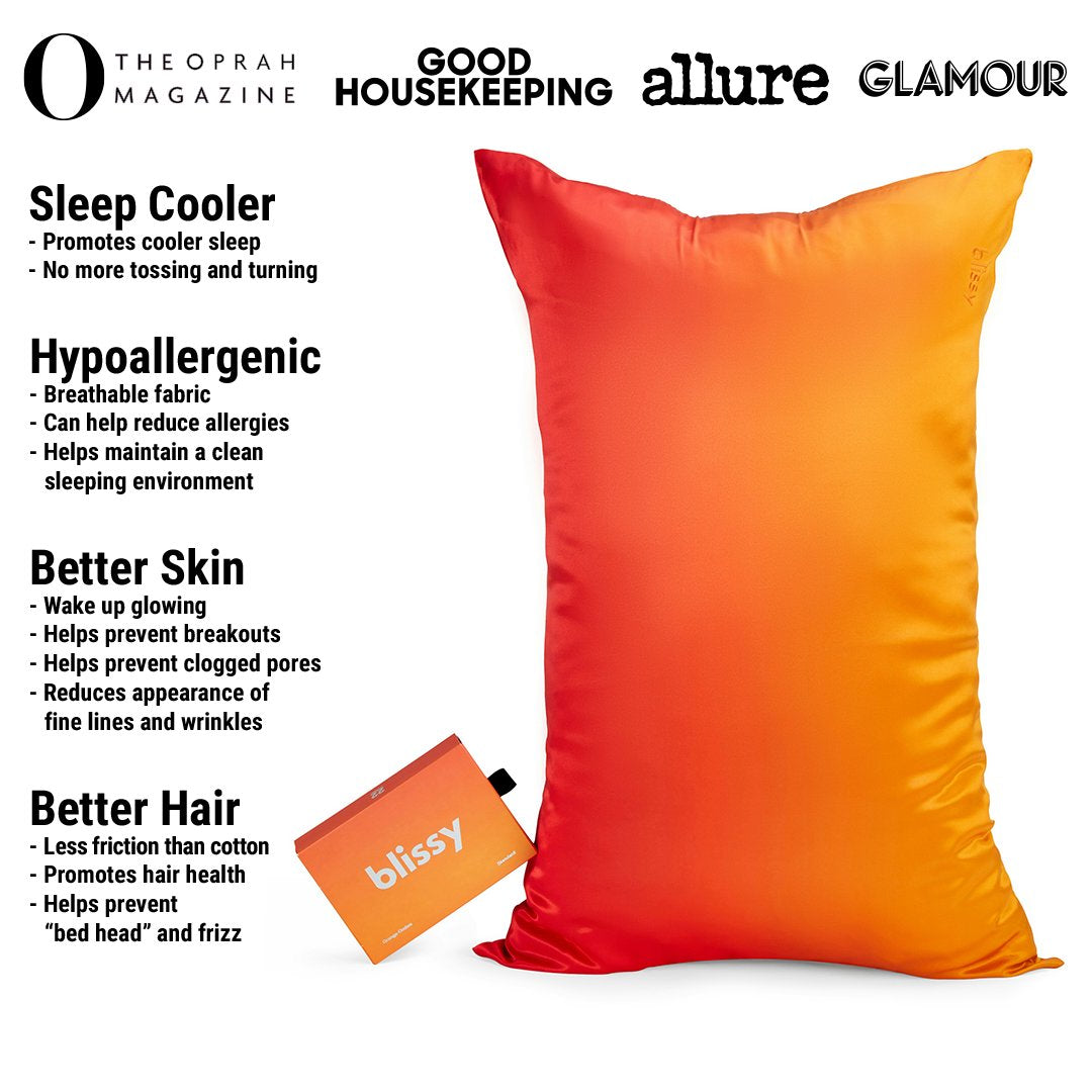 Orange Ombre Mulberry Silk Pillowcase – Blissy Queen