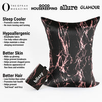 Pillowcase - Rose Black Marble - King