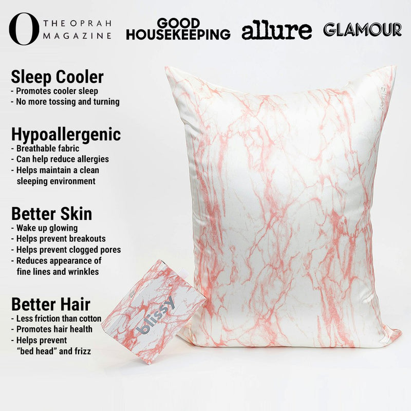 Pillowcase - Rose White Marble - Queen