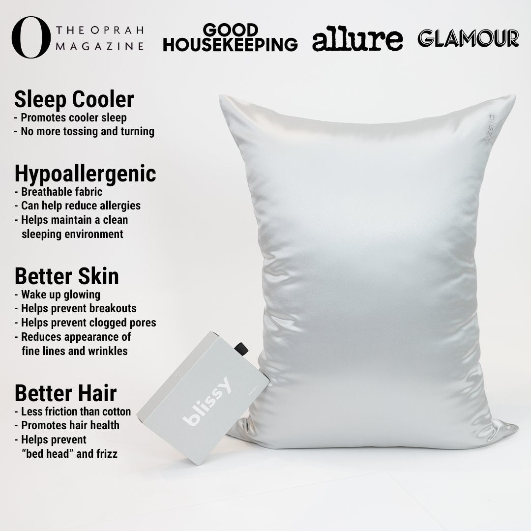 Silver Mulberry Silk Pillowcase – Blissy Standard
